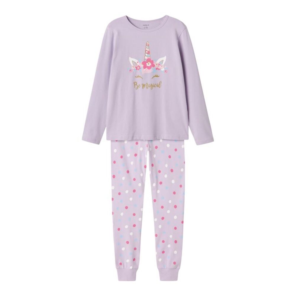 Unicorn Girls Be Magical Long Pyjama Set / Pastel Lilac